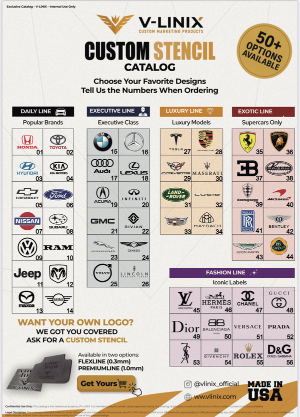 PREMIUMLINE Custom Stencil (2pcs) – Personalized With Your Logo