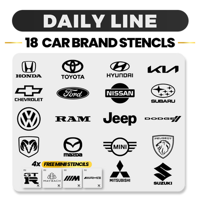 18 car brand stencil set, Daily Line, V-LINIX