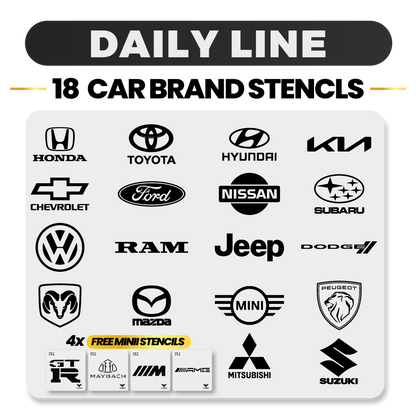 18 car brand stencil set, Daily Line, V-LINIX