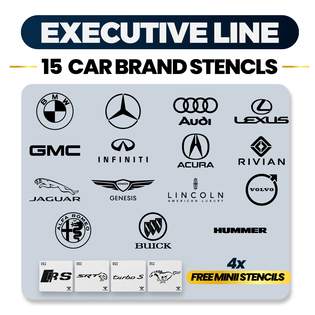 15 car brand stencil set, Executive Line, V-LINIX