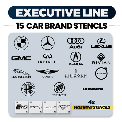 15 car brand stencil set, Executive Line, V-LINIX
