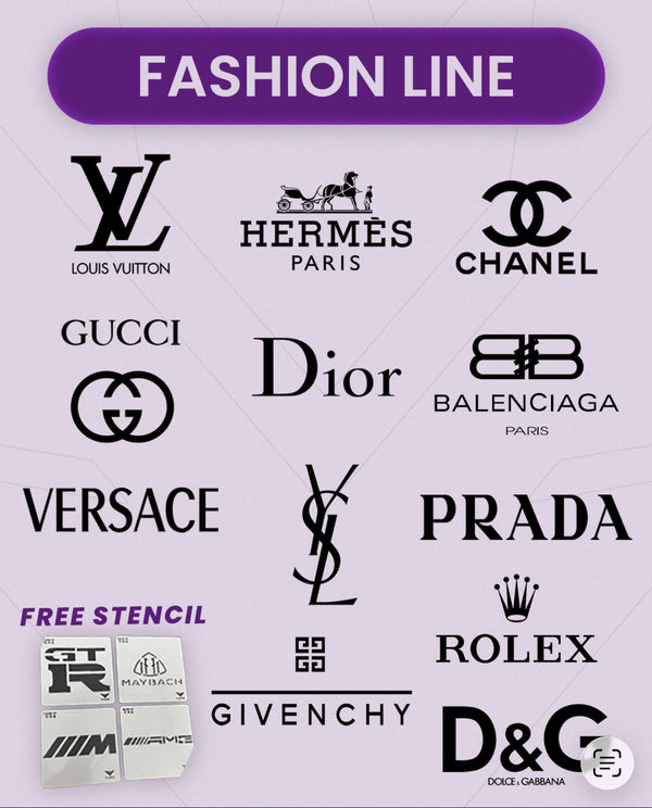 LÍNEA DE MODA - 12 Plantillas de Etiquetas Icónicas de 28x28 cm + Bono GRATIS - VLINIX