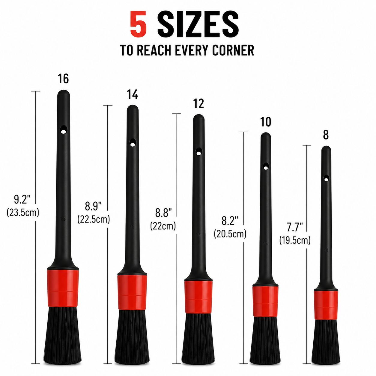 Professional Detailing Brush Set – 5 Ultra Soft Brushes for Interior & Exterior Cleaning