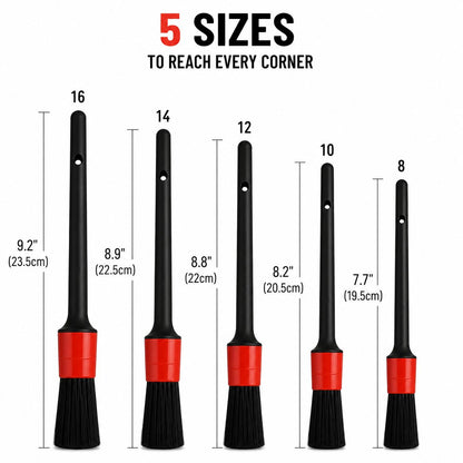 Professional Detailing Brush Set – 5 Ultra Soft Brushes for Interior & Exterior Cleaning
